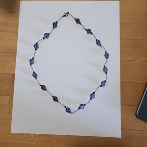 Amethyst Bead Necklace on tiny silver chain